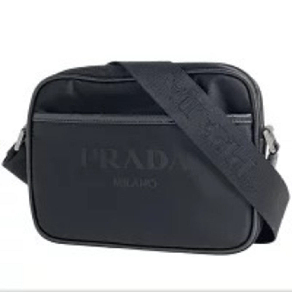 Prada Plate Shoulder Bag Crossbody Nero Black